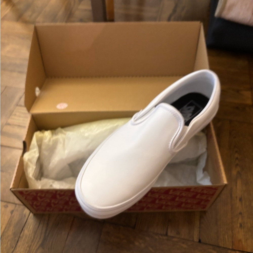 Vans Men's Classic White Slip-On Loafers